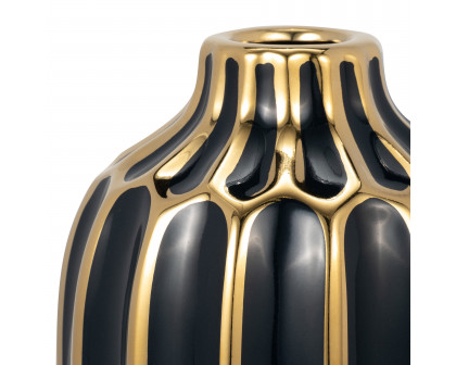 Sagebrook 8" Ceramic Vase - Dark Navy/Gold