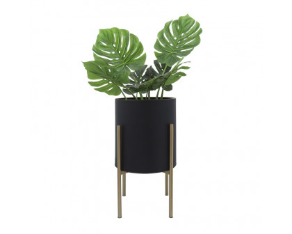 Sagebrook™ Planters On Metal Stand (Set Of 2) - Black/Gold