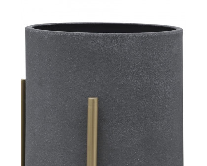 Sagebrook Planters On Metal Stand (Set Of 2) - Gray/Gold