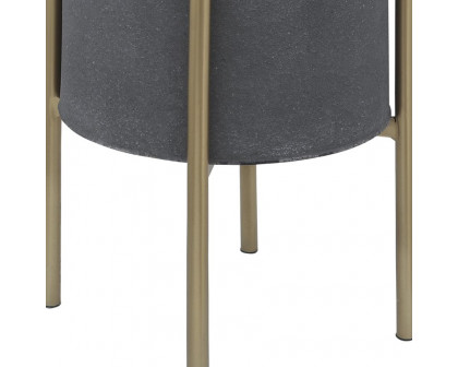 Sagebrook Planters On Metal Stand (Set Of 2) - Gray/Gold