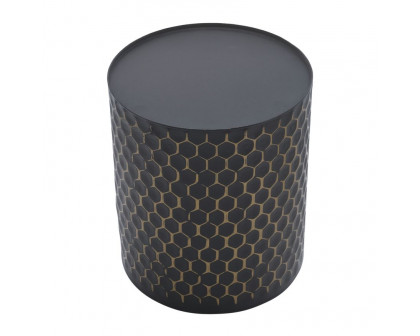 Sagebrook 3D Honeycomb Planters On Metal Stand (Set Of 2) - Black/Gold