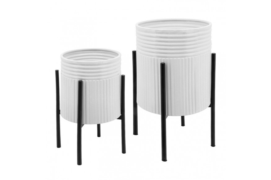 Sagebrook™ Dunes Planters On Metal Stand (Set Of 2) - White/Black