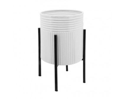 Sagebrook™ Dunes Planters On Metal Stand (Set Of 2) - White/Black