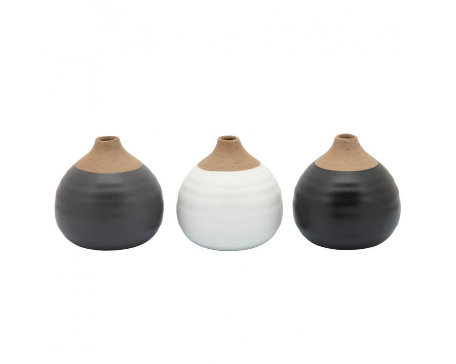 Sagebrook Matte Bud Vases (Set Of 3) - Black/Gray/White