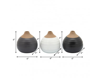 Sagebrook Matte Bud Vases (Set Of 3) - Black/Gray/White