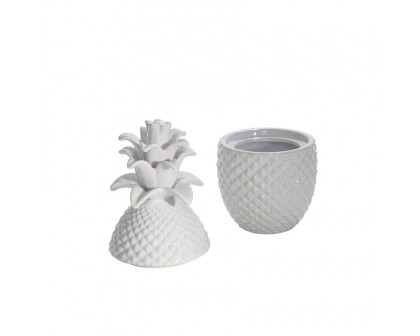 Sagebrook - 8.75" Pineapple Jar in White