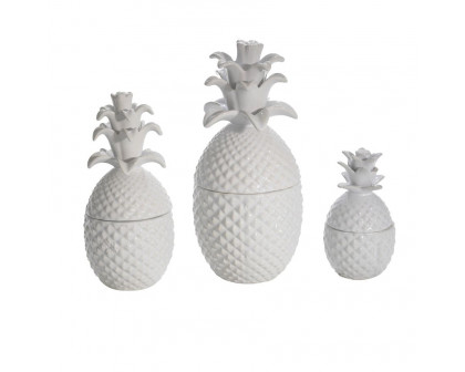 Sagebrook - 8.75" Pineapple Jar in White