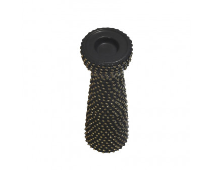 Sagebrook 12" Ceramic Spike Candle Holder - Black/Gold