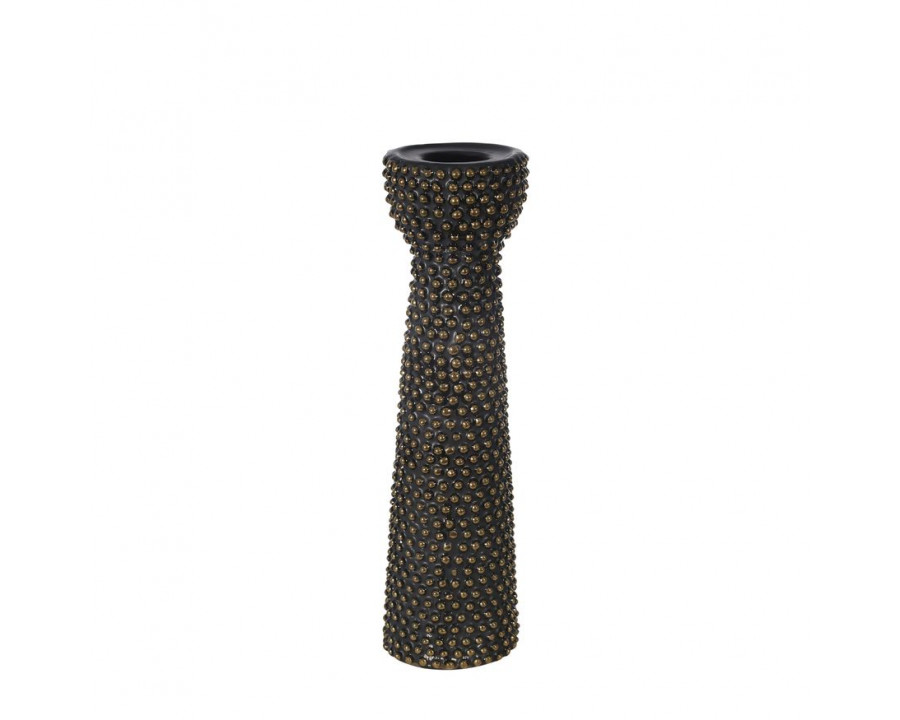 Sagebrook 14" Ceramic Spike Candle Holder - Black/Gold