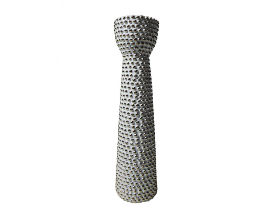 Sagebrook 16" Ceramic Spike Candle Holder - White/Gold