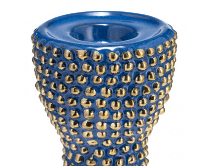 Sagebrook 16" Ceramic Spiked Candle Holder - Navy/Gold