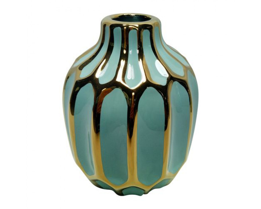 Sagebrook 8" Ceramic Decorative Vase - Green/Gold