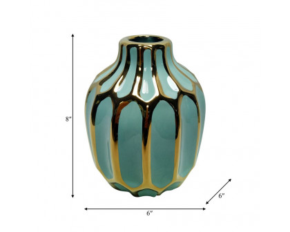 Sagebrook 8" Ceramic Decorative Vase - Green/Gold