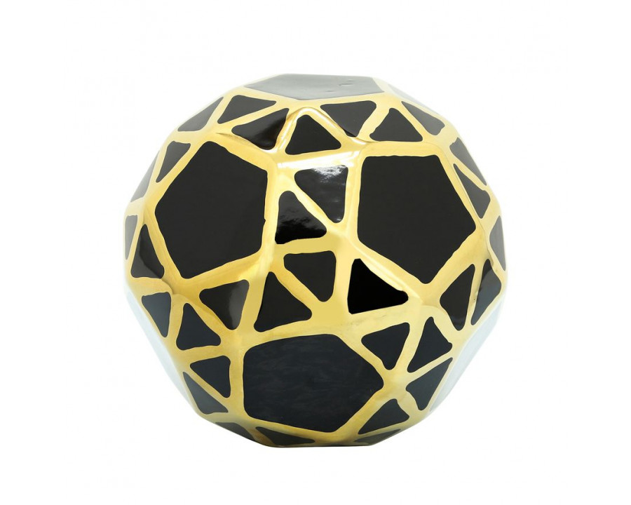 Sagebrook 6" Ceramic Orb - Black/Gold