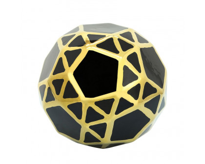 Sagebrook 6" Ceramic Orb - Black/Gold