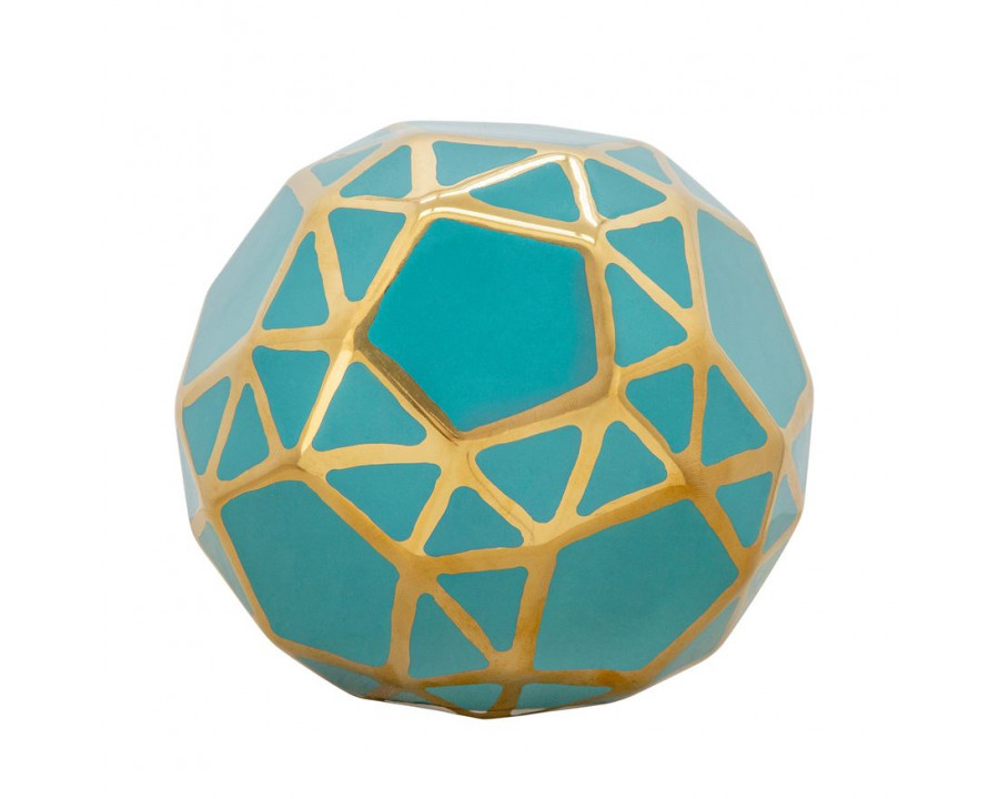 Sagebrook 6" Ceramic Orb - Turquiose/Gold