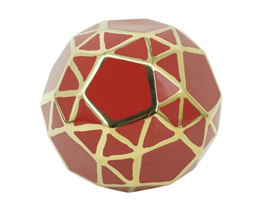 Sagebrook 6" Ceramic Orb - Red/Gold