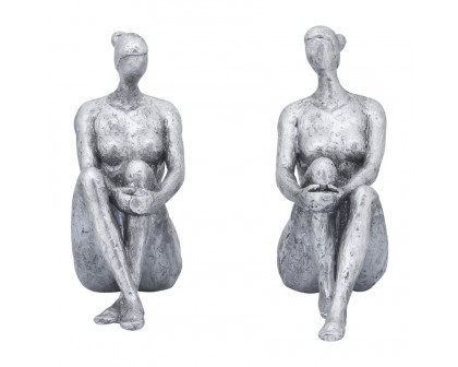 Sagebrook™ Resin Lady Bookends (Set Of 2) - Silver