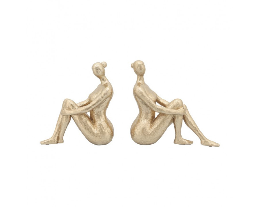 Sagebrook Resin Lady Bookends (Set Of 2) - Gold