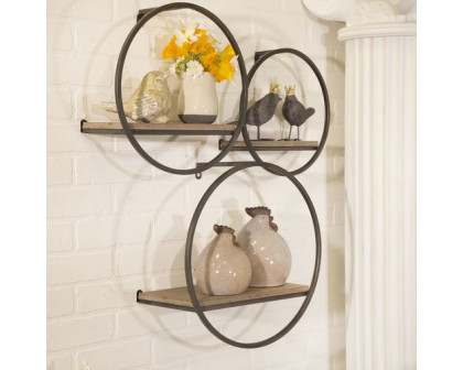 Sagebrook Wood/Metal Wall Shelves (Set Of 3) - Brown