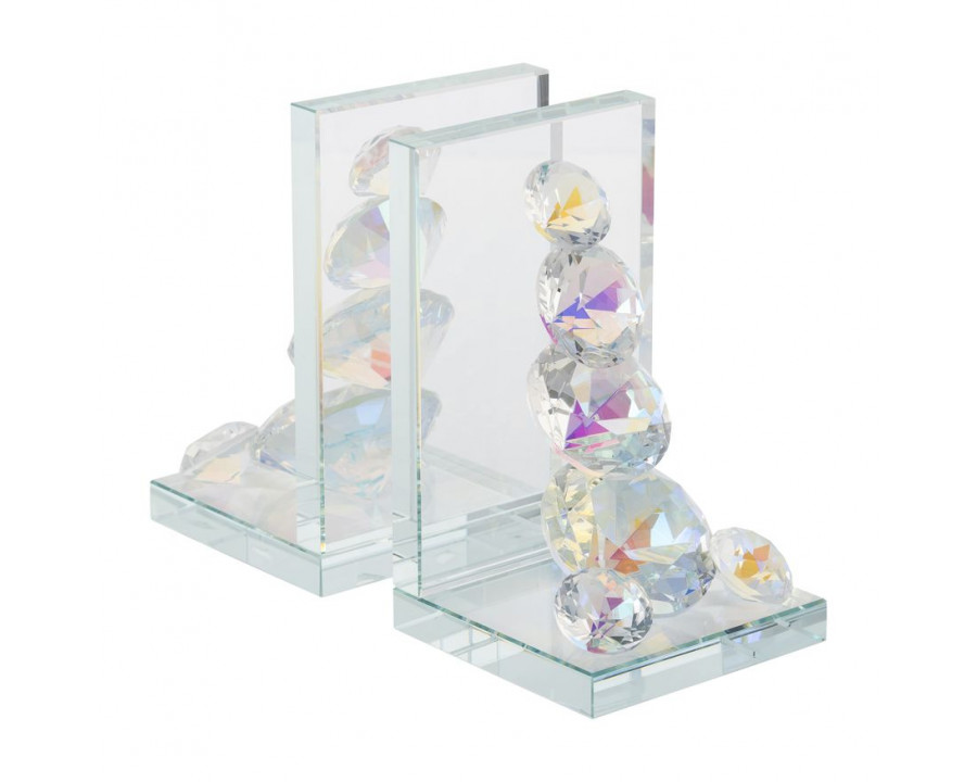 Sagebrook - Crystal Diamond Bookends (Set Of 2) in Rainbow