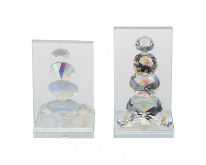 Sagebrook - Crystal Diamond Bookends (Set Of 2) in Rainbow