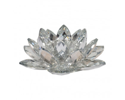 Sagebrook 8.25" Crystal Lotus Candle Holder