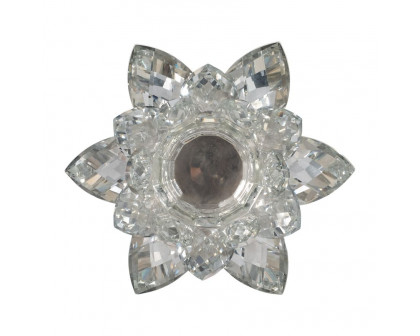 Sagebrook 8.25" Crystal Lotus Candle Holder - Silver