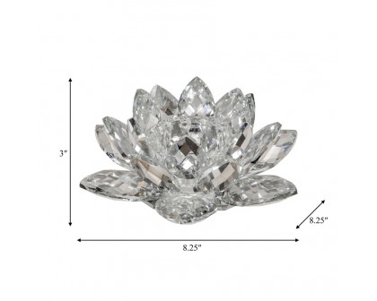 Sagebrook 8.25" Crystal Lotus Candle Holder - Silver