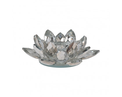 Sagebrook 8.25" Crystal Lotus Candle Holder