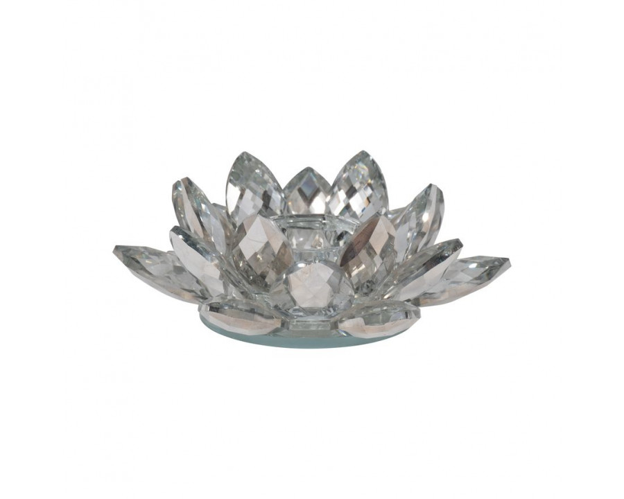 Sagebrook 6" Crystal Votive Candle Holder - Silver