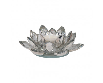 Sagebrook 6" Crystal Votive Candle Holder - Silver