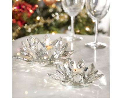 Sagebrook 6" Crystal Votive Candle Holder - Silver