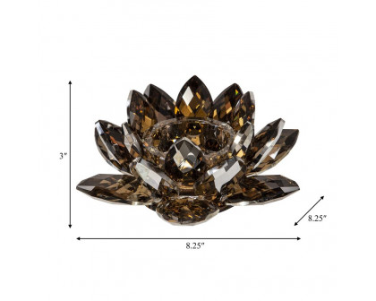 Sagebrook 8.25" Crystal Lotus Votive Holder - Amber