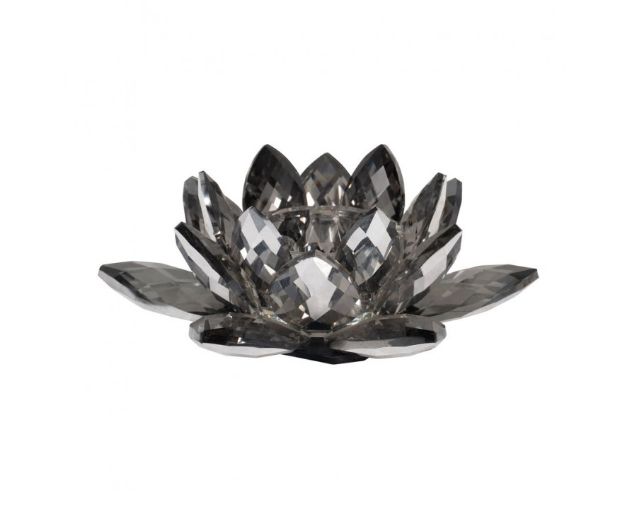 Sagebrook 8.25" Crystal Lotus Votive Holder - Black