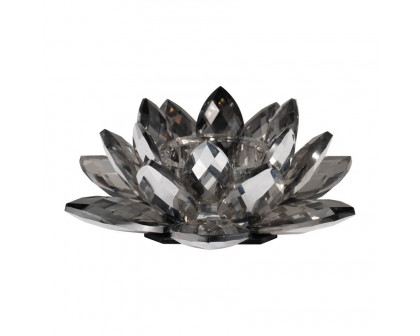 Sagebrook 8.25" Crystal Lotus Votive Holder - Black