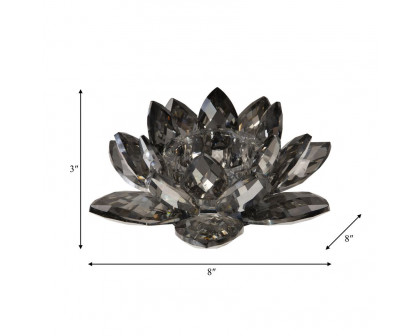 Sagebrook 8.25" Crystal Lotus Votive Holder - Black