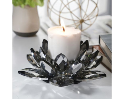 Sagebrook 8.25" Crystal Lotus Votive Holder - Black