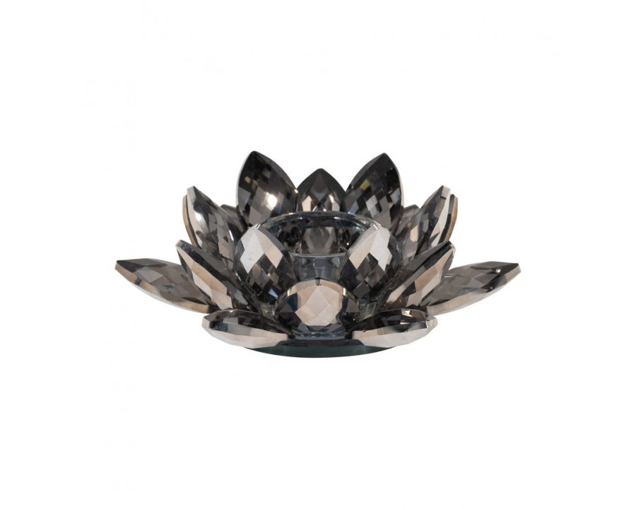 Sagebrook 6" Crystal Lotus Votive Holder - Black