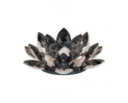 Sagebrook 6" Crystal Lotus Votive Holder - Black