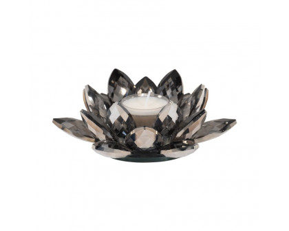 Sagebrook 6" Crystal Lotus Votive Holder - Black