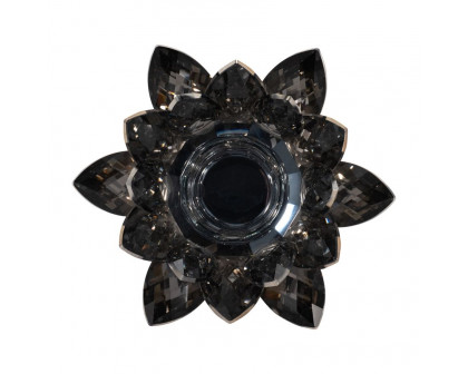 Sagebrook 6" Crystal Lotus Votive Holder - Black