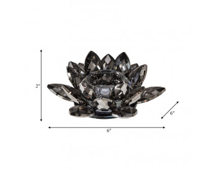 Sagebrook 6" Crystal Lotus Votive Holder - Black