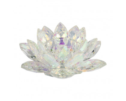 Sagebrook 8.25" Crystal Lotus Candle Holder