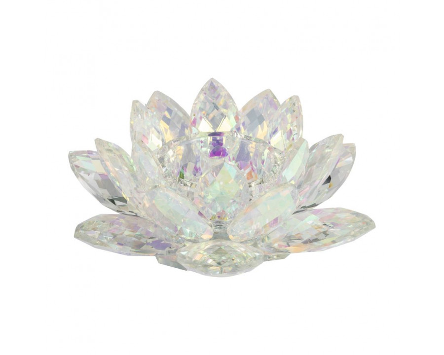 Sagebrook 8.25" Crystal Lotus Votive Holder - Rainbow