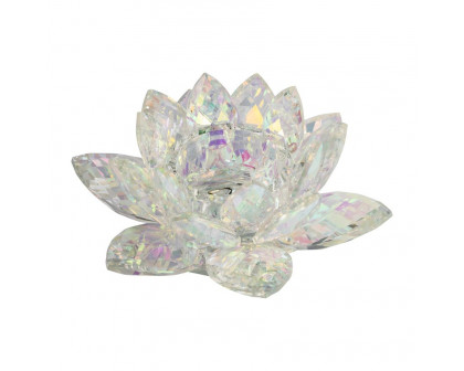 Sagebrook 8.25" Crystal Lotus Votive Holder - Rainbow