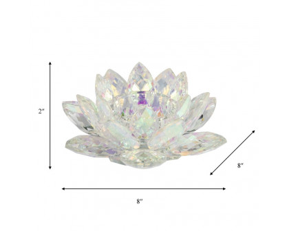 Sagebrook 8.25" Crystal Lotus Votive Holder - Rainbow