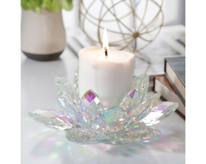 Sagebrook 8.25" Crystal Lotus Votive Holder - Rainbow