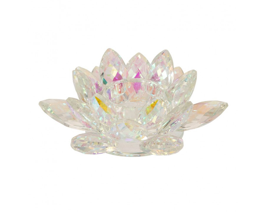 Sagebrook 8.25" Crystal Lotus Candle Holder