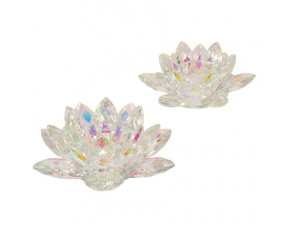 Sagebrook 8.25" Crystal Lotus Candle Holder